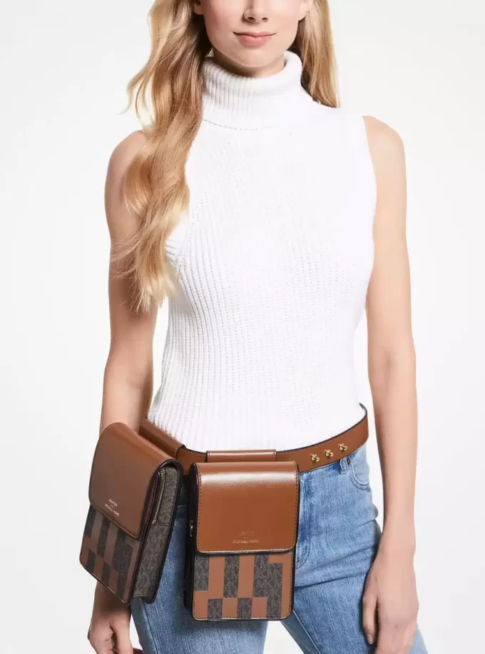 ASHYA X MICHAEL KORS Saga Signature ve Deri Çok Amaçlı Çanta