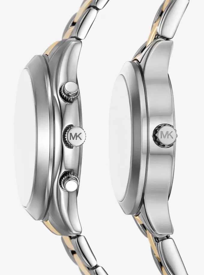 Aspyn His and Hers Pavé İki Renkli Saat Seti