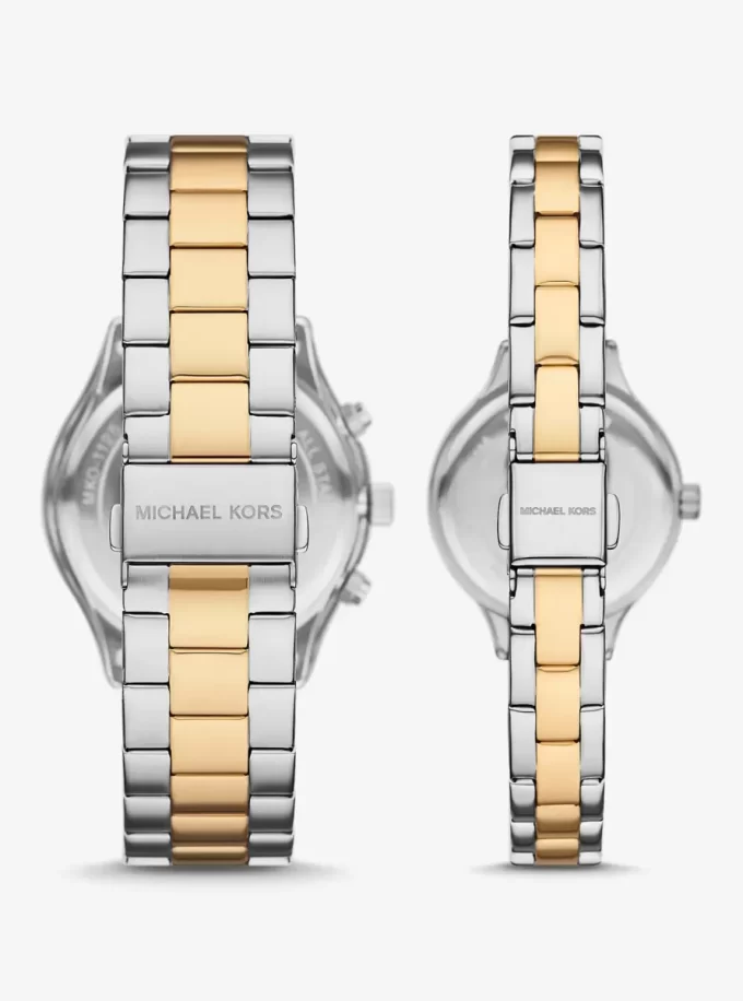 Aspyn His and Hers Pavé İki Renkli Saat Seti