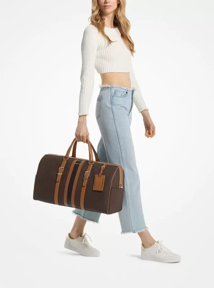 Bedford Travel Ekstra Büyük İmzalı Logolu Çizgili Hafta Sonu Çantası