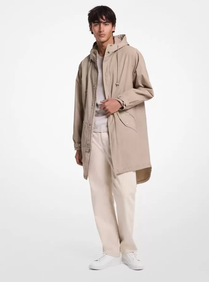 Boyalı Streç Pamuklu Poplin Anorak