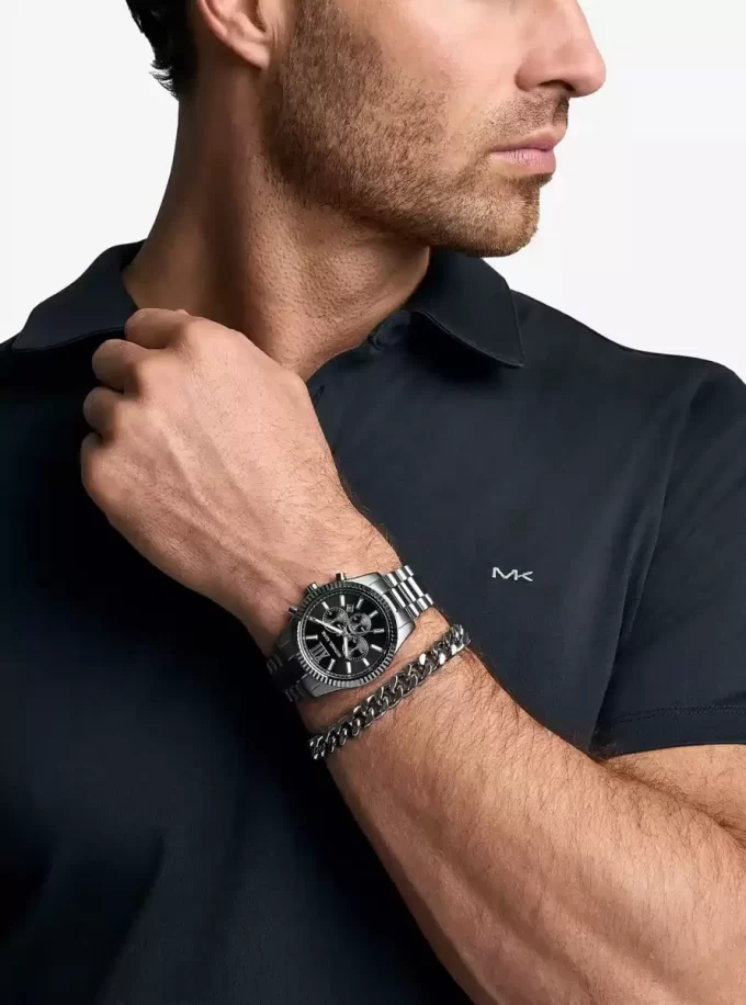 Büyük Boy Lexington Gunmetal Saat ve Bileklik Hediye Seti Büyük Boy Lexington Gunmetal Saat ve Bileklik Hediye Seti