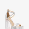Cami Çatlak Metalik Deri Platform Sandalet