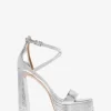 Cami Çatlak Metalik Deri Platform Sandalet
