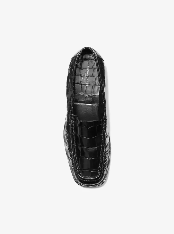 Carolyn Timsah Kabartmalı Deri Loafer