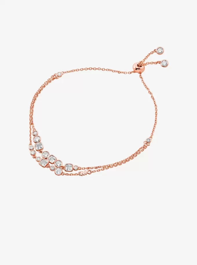 Değerli Metal Kaplamalı Sterling Gümüş Çerçeveli Sürgülü Bilezik