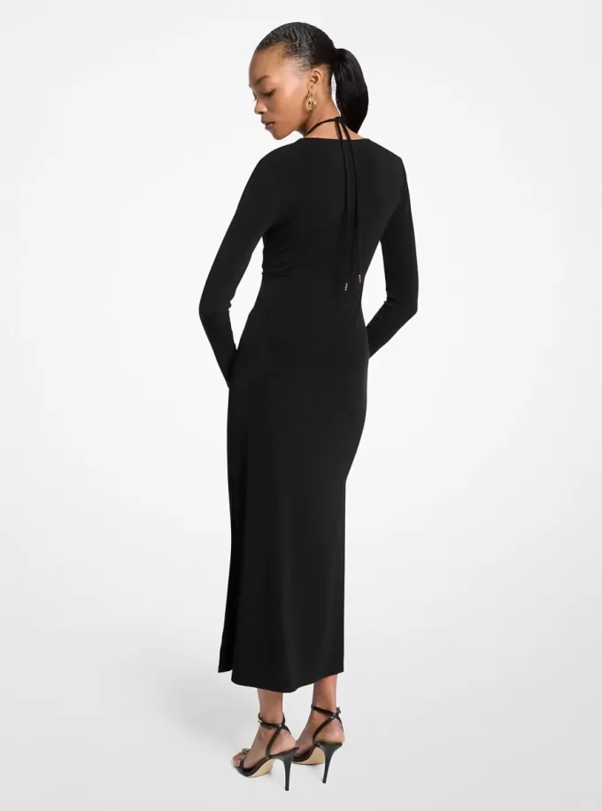 Esnek Mat Jersey Midi Elbise