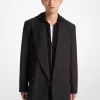Esnek Yün Flanel Kruvaze Blazer