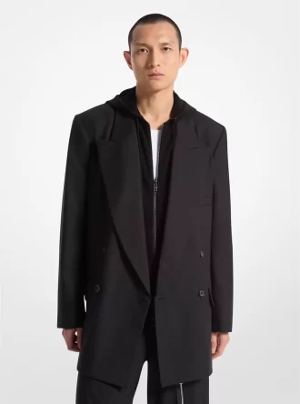 Esnek Yün Flanel Kruvaze Blazer