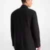 Esnek Yün Flanel Kruvaze Blazer
