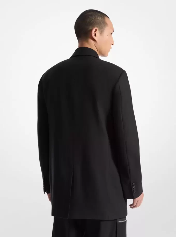 Esnek Yün Flanel Kruvaze Blazer
