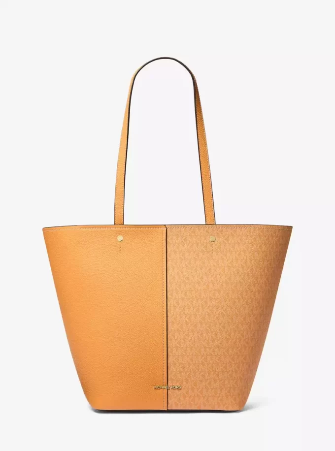 Flora Büyük İmzalı Logo ve Deri Tote Çanta