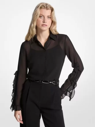 Fırfırlı Georgette Bluz