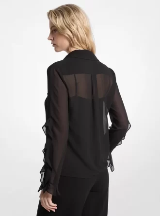 Fırfırlı Georgette Bluz