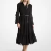 Fırfırlı Georgette Midi Elbise