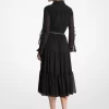 Fırfırlı Georgette Midi Elbise