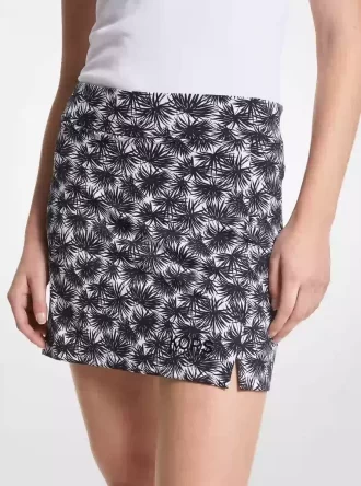 Golf Baskılı Streç Örgü Skort