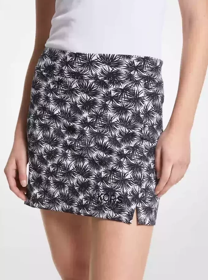 Golf Baskılı Streç Örgü Skort