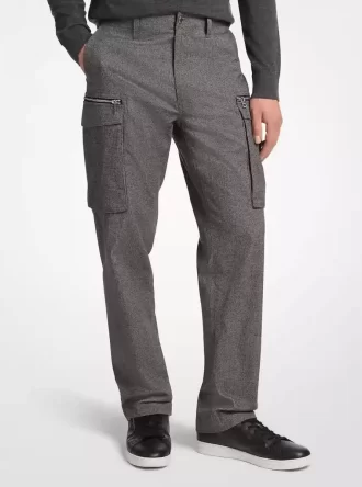 Houndstooth Pamuklu Fermuarlı Kargo Pantolon