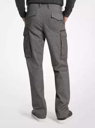 Houndstooth Pamuklu Fermuarlı Kargo Pantolon