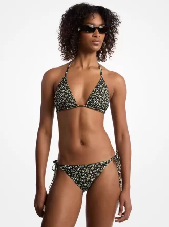 Çiçek Desenli Esnek Naylon Bikini Üstü