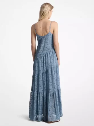Çiçekli Dantel Katlı Slip Elbise