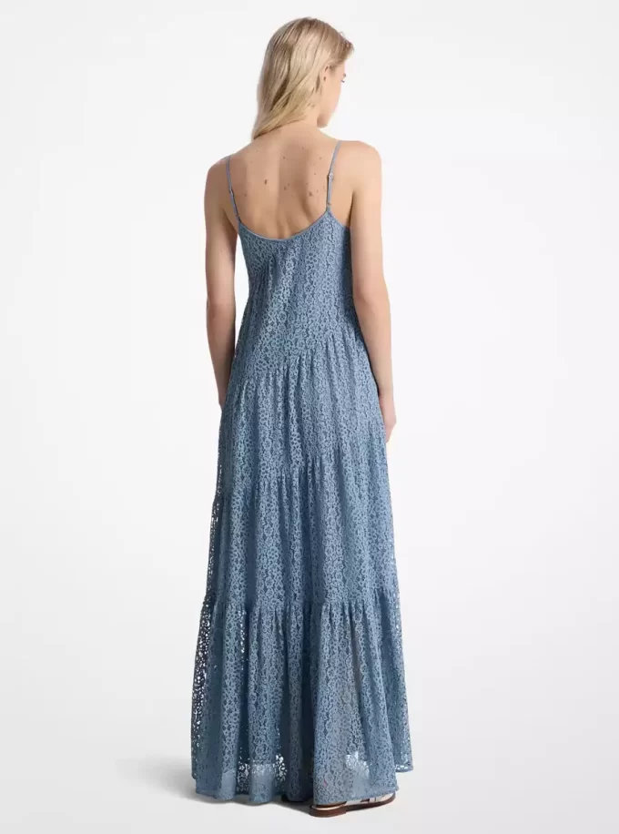 Çiçekli Dantel Katlı Slip Elbise