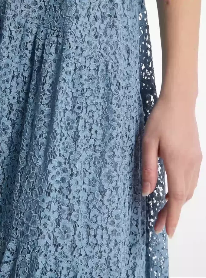 Çiçekli Dantel Katlı Slip Elbise