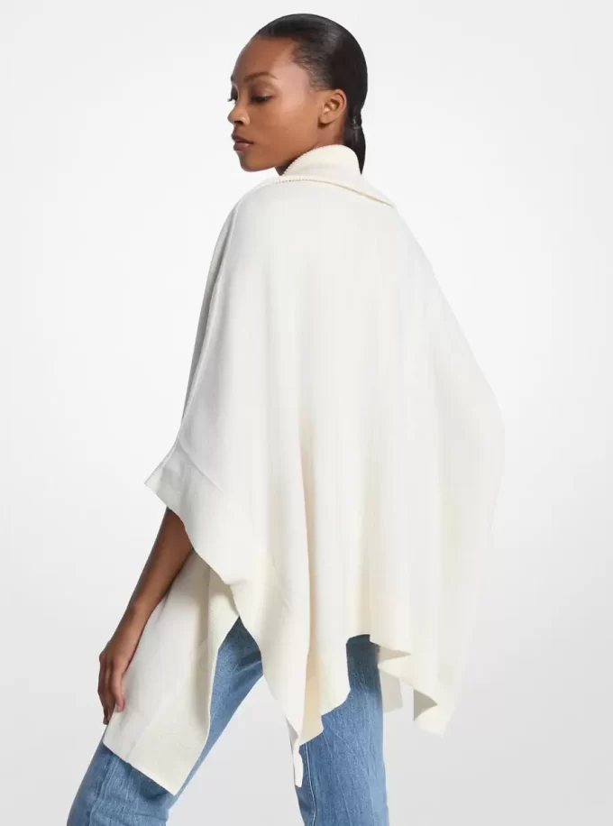 Çift Taraflı Logo Pamuk Karışımlı Fermuarlı Ponço