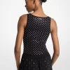 Çivili Esnek Viskon Kısa Tank Top