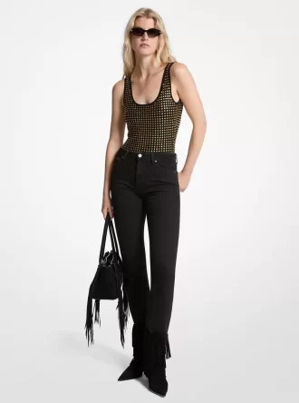 Çivili Viskon Karışımlı Bodysuit