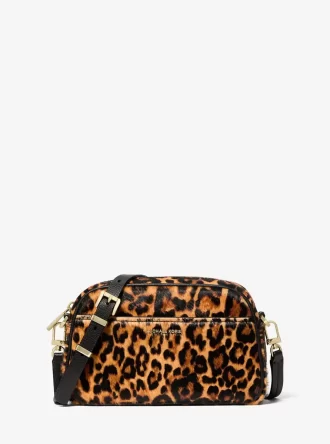 Jet Set Küçük Leopar Desenli Dana Tüyü Fotoğraf Makinesi Çapraz Askılı Çanta