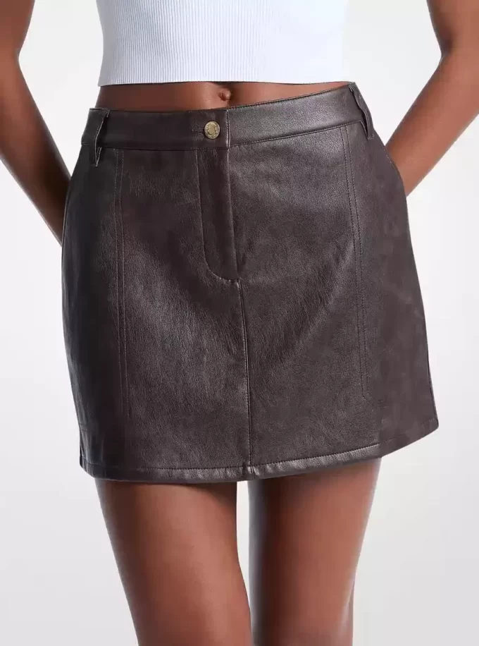 Kaplamalı Viskon Karışımlı Mini Etek