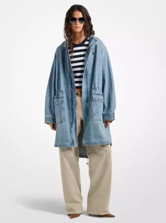 Kapüşonlu Kot Parka