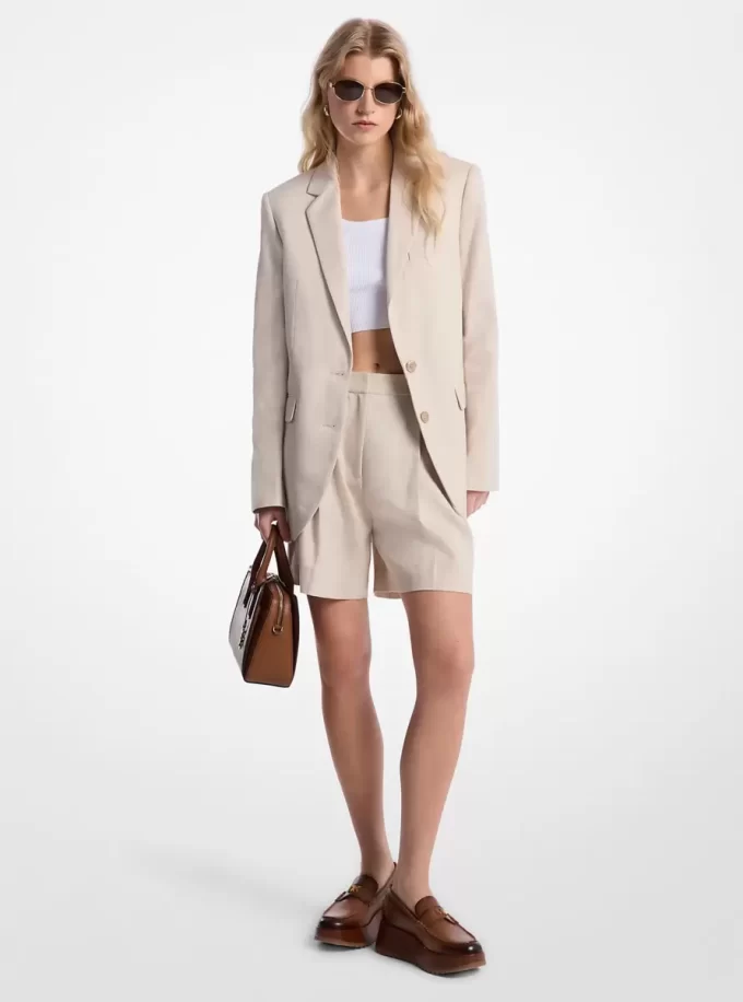 Keten ve Pamuklu Twill Blazer