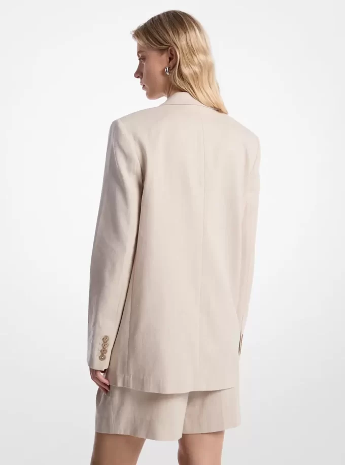 Keten ve Pamuklu Twill Blazer