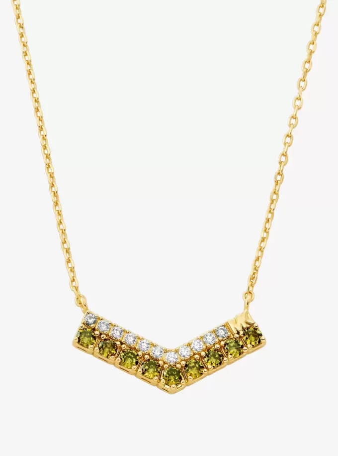 İki Renkli Pavé Chevron Kolye