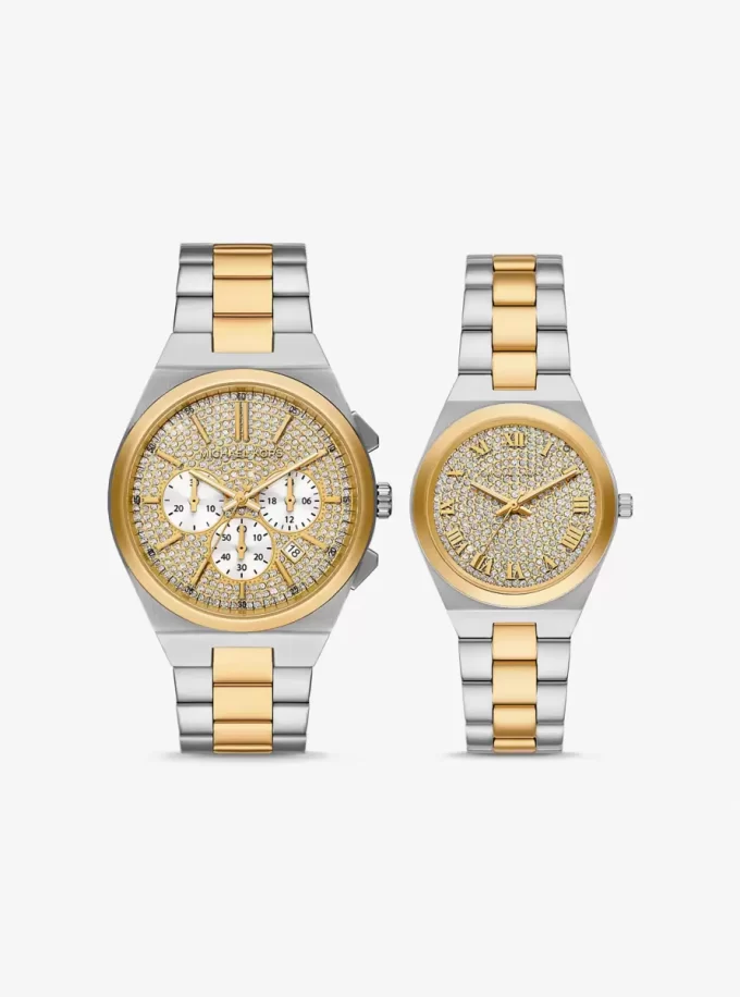Lennox His and Hers Pavé İki Renkli Saat Seti