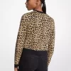 Leopar Desenli Streç Viskon Hırka