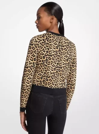 Leopar Desenli Streç Viskon Hırka