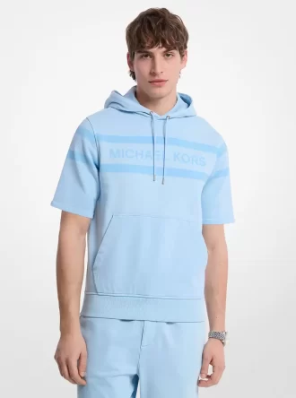 Logo Boyalı Pamuklu Kısa Kollu Kapüşonlu Üst