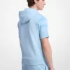 Logo Boyalı Pamuklu Kısa Kollu Kapüşonlu Üst Logo Boyalı Pamuklu Kısa Kollu Kapüşonlu Üst