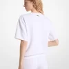 Logo Jakarlı Örme Kısa Kollu Sweatshirt