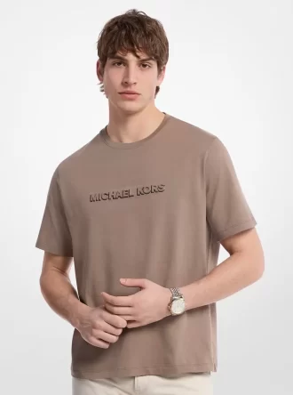 Logo Kabartmalı Pamuklu Jersey Tişört
