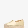 Lynne Çatlak Metalik Deri Platform Espadril