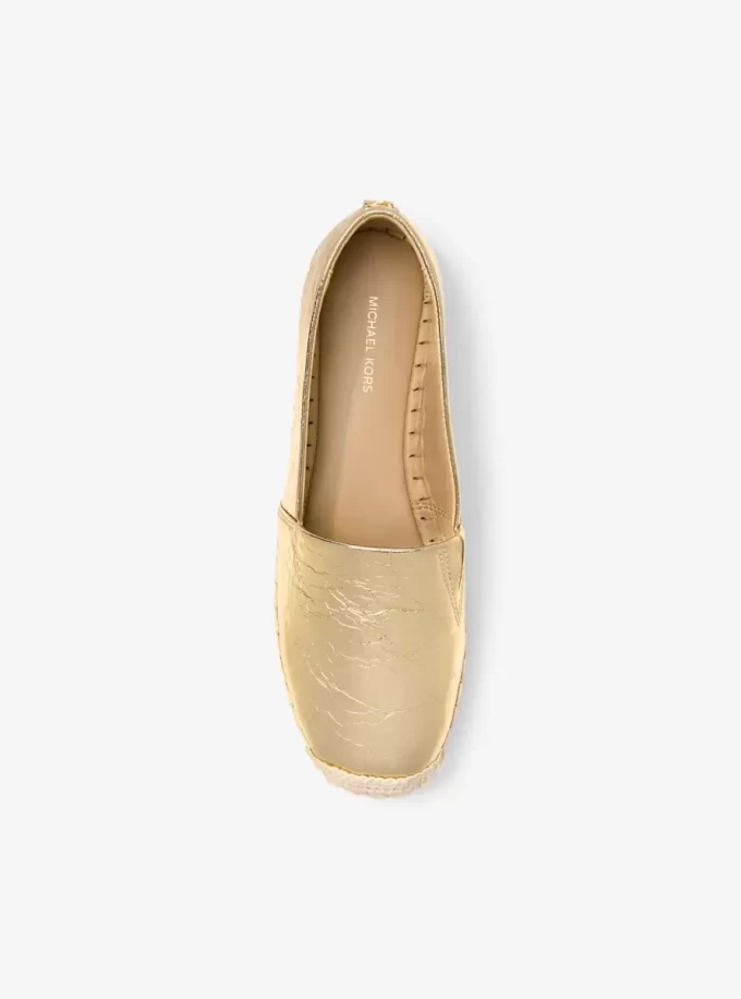Lynne Çatlak Metalik Deri Platform Espadril