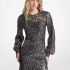 Metalik Paisley Dantel Mini Elbise