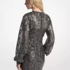 Metalik Paisley Dantel Mini Elbise