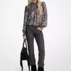 Metalik Paisley Desenli Jorjet Bluz