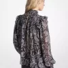 Metalik Paisley Desenli Jorjet Bluz